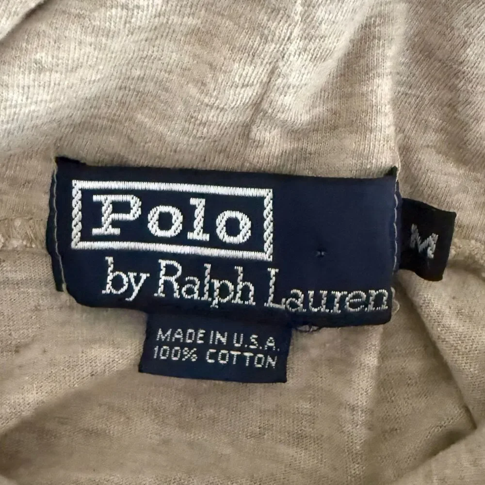 Polo Ralph Lauren Hoodie Mens Medium Beige Lightweight Pullover Pony Logo